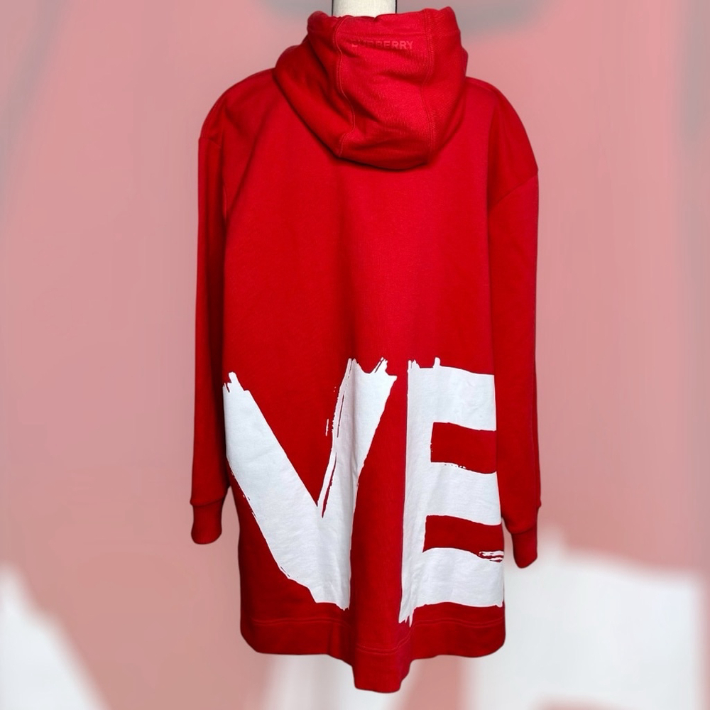 BURBERRY LOVE Hooded Oversized Sweatshirt Red St Valentine's Day NWT - Medium - Picture 4 of 15